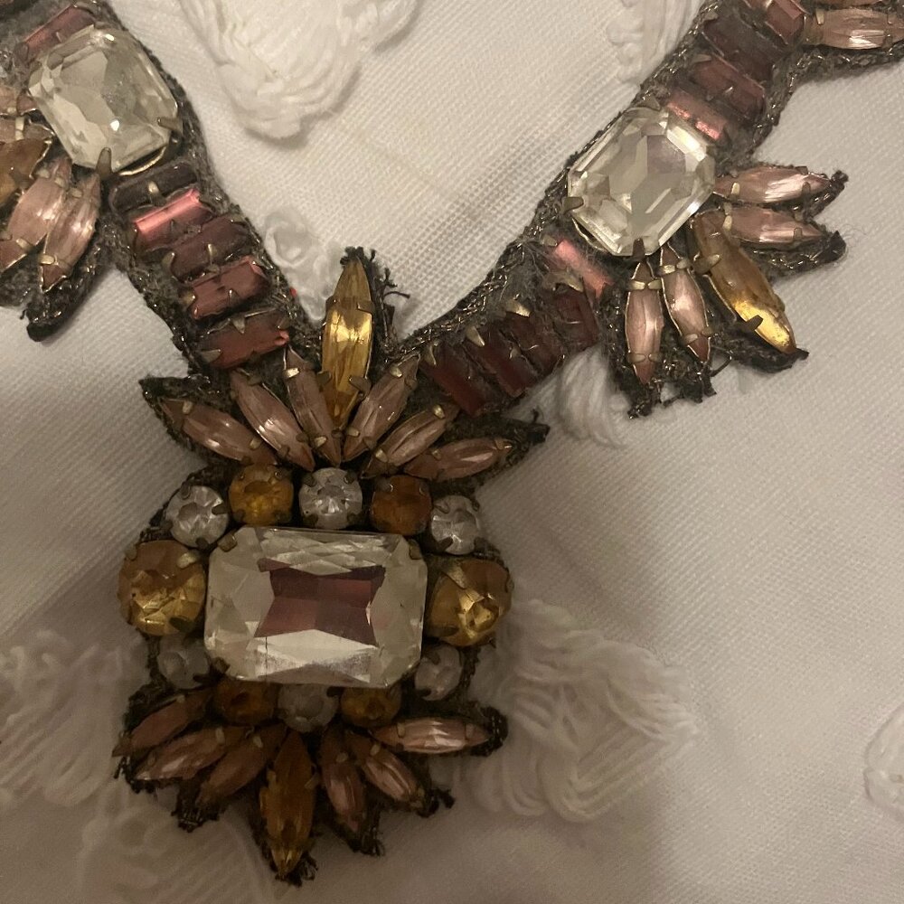 Stunning Leather-Backed Art Deco Necklace